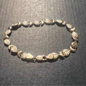 Vintage Vior Italy Heart & Moon Link 925 Sterling Silver Bracelet